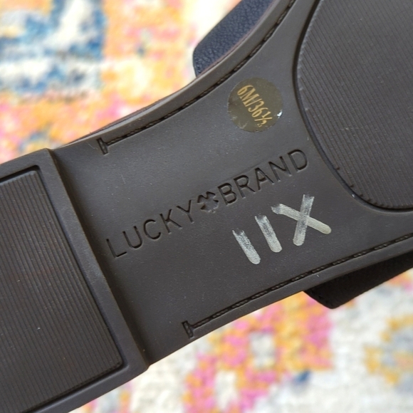 Lucky Brand Acasia Classic Pebbled Leather Slip On Open Back Flat Mules Black 6 - Picture 15 of 15